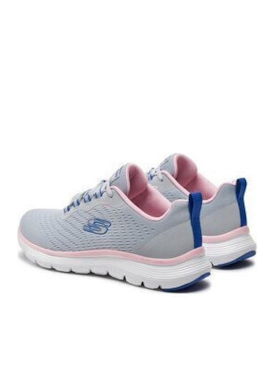 FRG Skechers Flex Appeal 5.0 gray multi vegan lace-up sneaker with mesh upper and cushioned memory foam insole