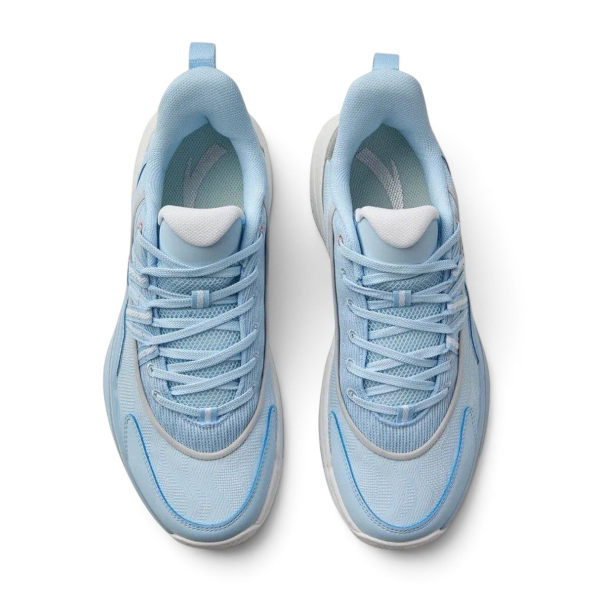 FRG ANTA Attack Pro basketball shoes in light blue mesh and synthetic leather with a top-down view.