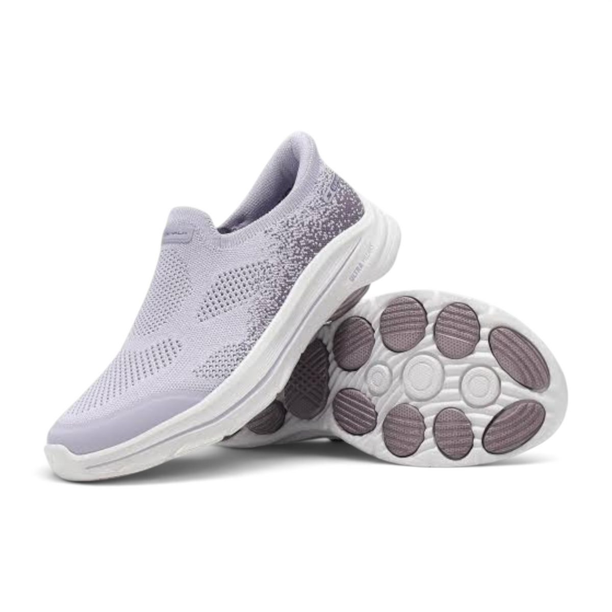 FRG Skechers GO WALK 8 Nova lavender slip-on sneakers with breathable knit upper and cushioned Ultra Go sole