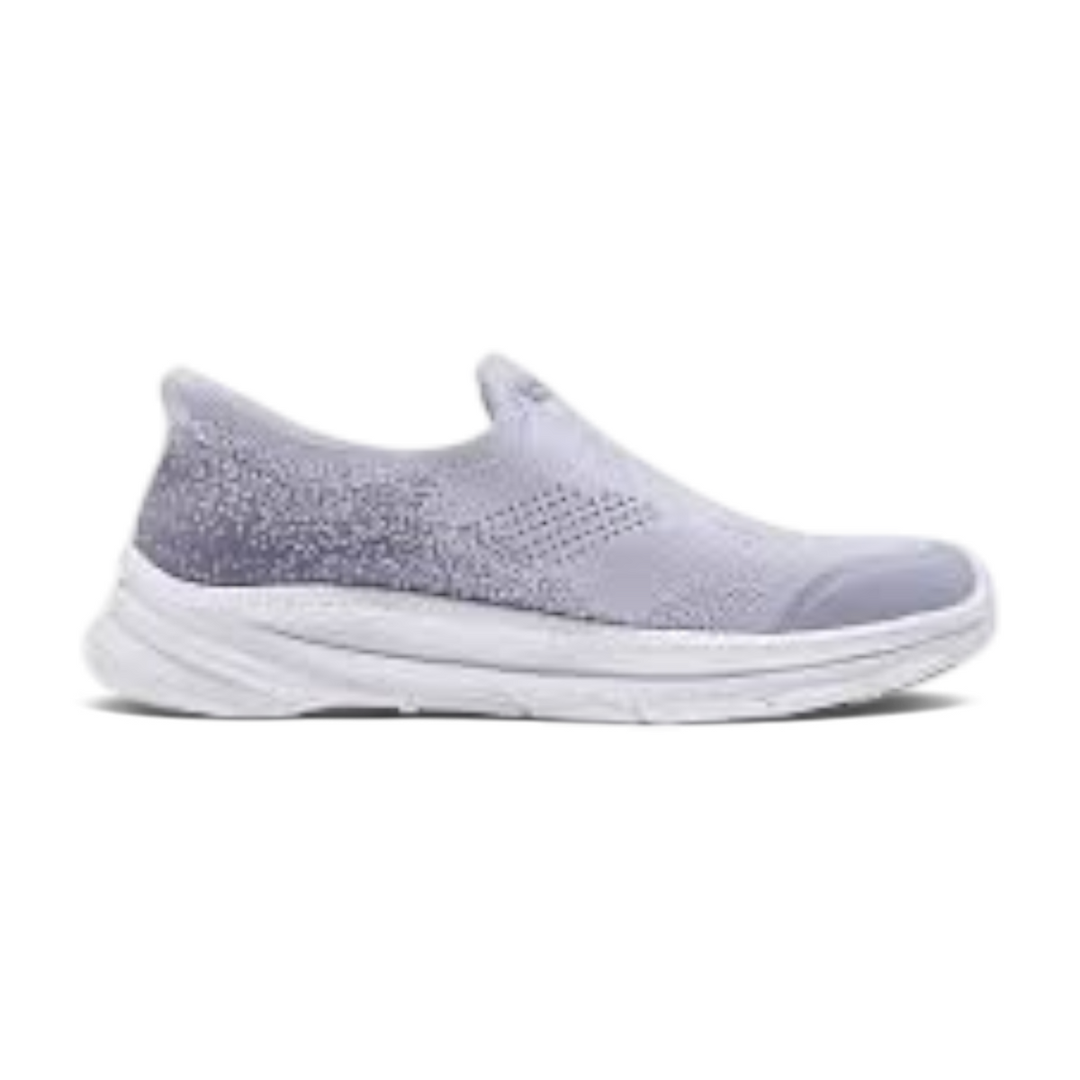 FRG Skechers GO WALK 8 Nova lavender slip-on walking shoe with a two-tone knit upper and white cushioned sole