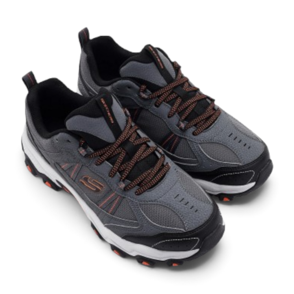 FRG Skechers Stamina At grey all-terrain sneakers with orange accents and durable grip soles