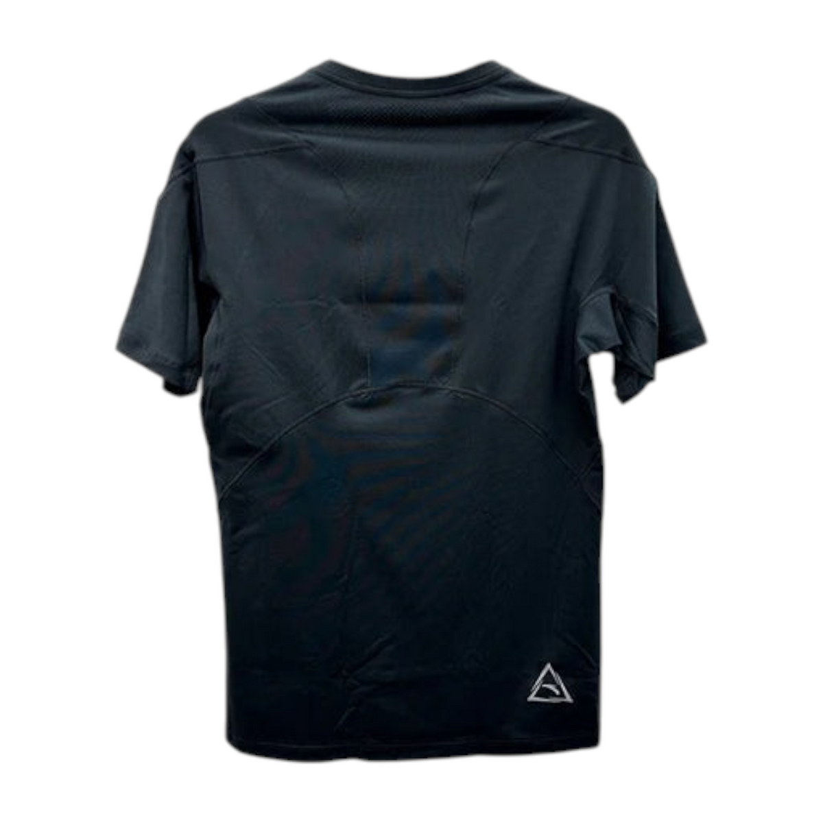 FRG ANTA black short sleeve cross training t-shirt with breathable jacquard panels and logo detail, back view