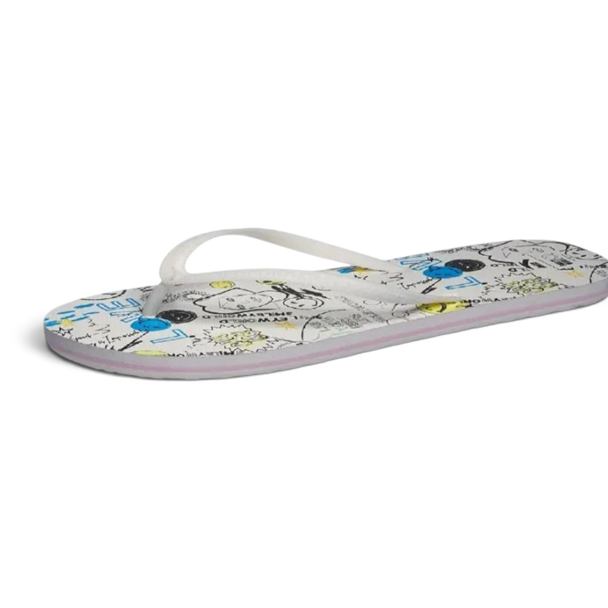 FRG ANTA women's ivory white beach flip-flops with a playful graphic print, durable TPU strap, and ergonomic footbed.