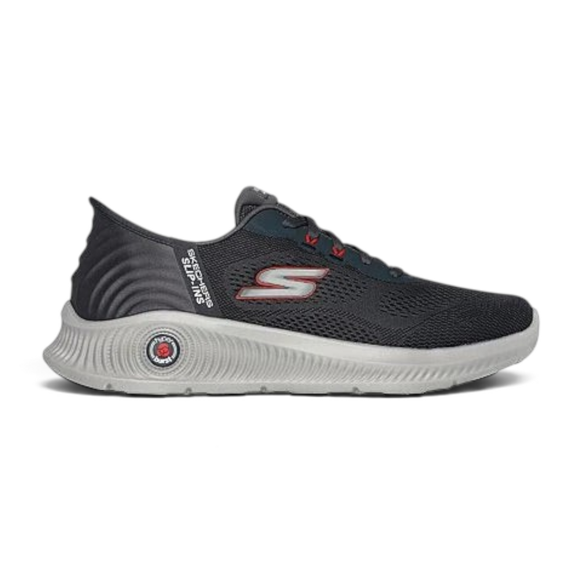 FRG Skechers Slip-ins Go Walk Worldwide sneakers in dark grey mesh with white Hyper Burst cushioned sole