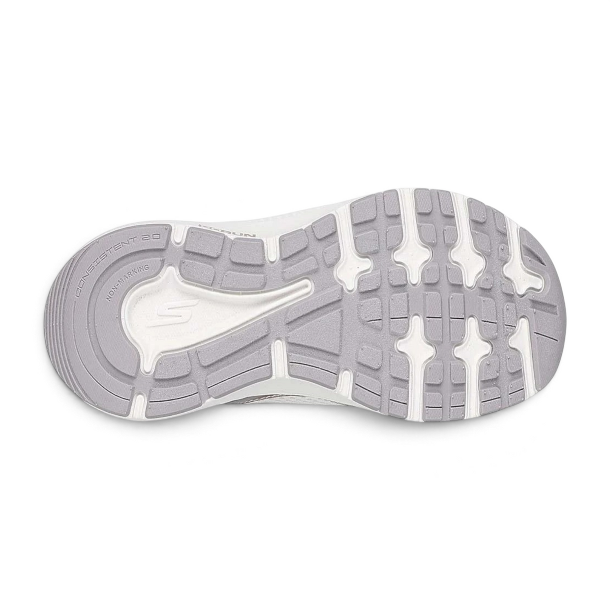FRG GO RUN CONSISTENT 2.0 HI LUXE running shoe outsole in light grey and white with non-marking tread pattern