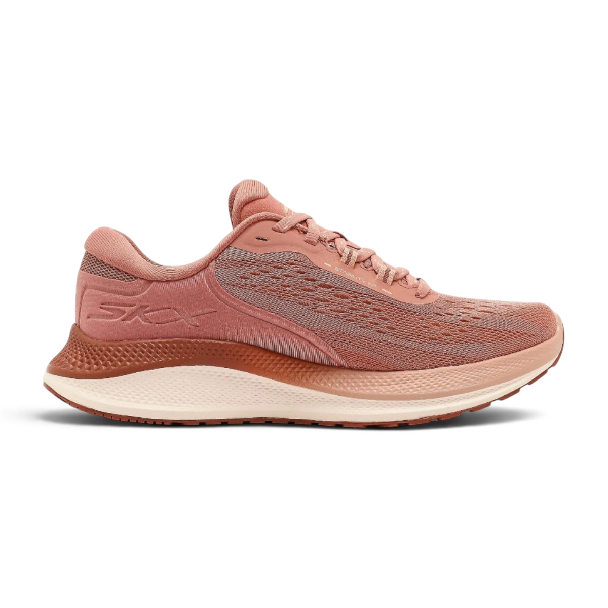 FRG Skechers GO RUN Persistence 2 running shoe in dusty rose mesh with a supportive Goodyear performance outsole