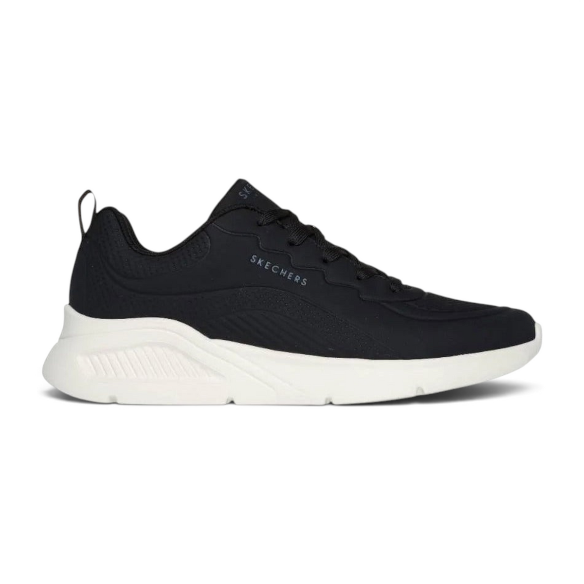 FRG UNO LITE black fashion sneaker with debossed Durabuck upper and thick white cushioned sole