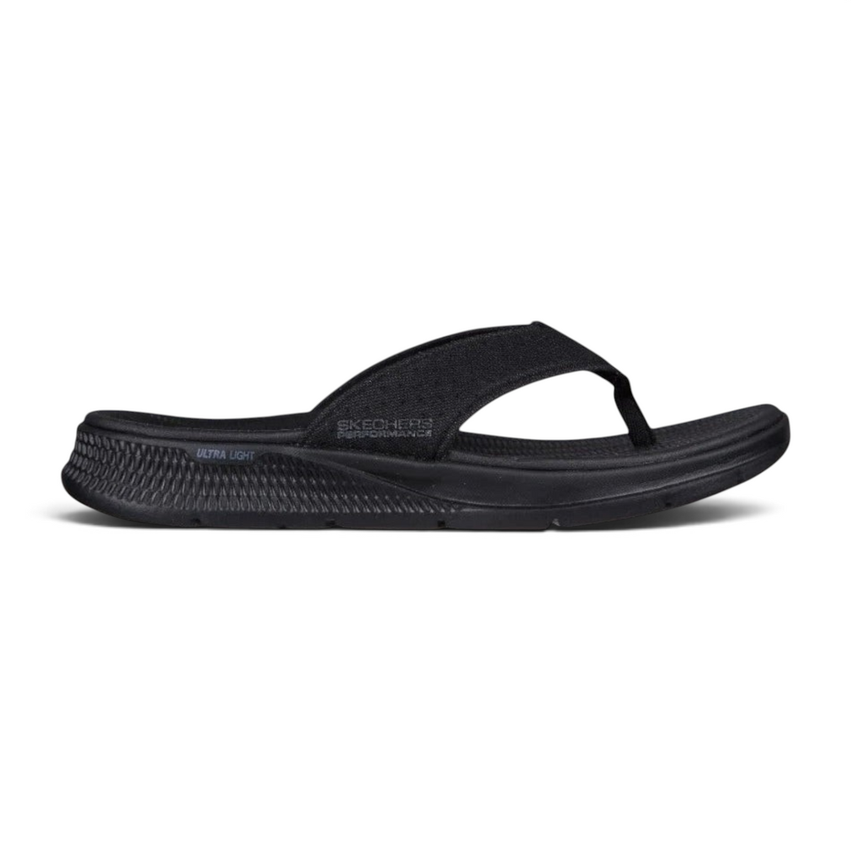FRG GO CONSISTENT SANDAL PENTHOUSE in black with a textured lightweight sole and comfortable fabric thong strap.