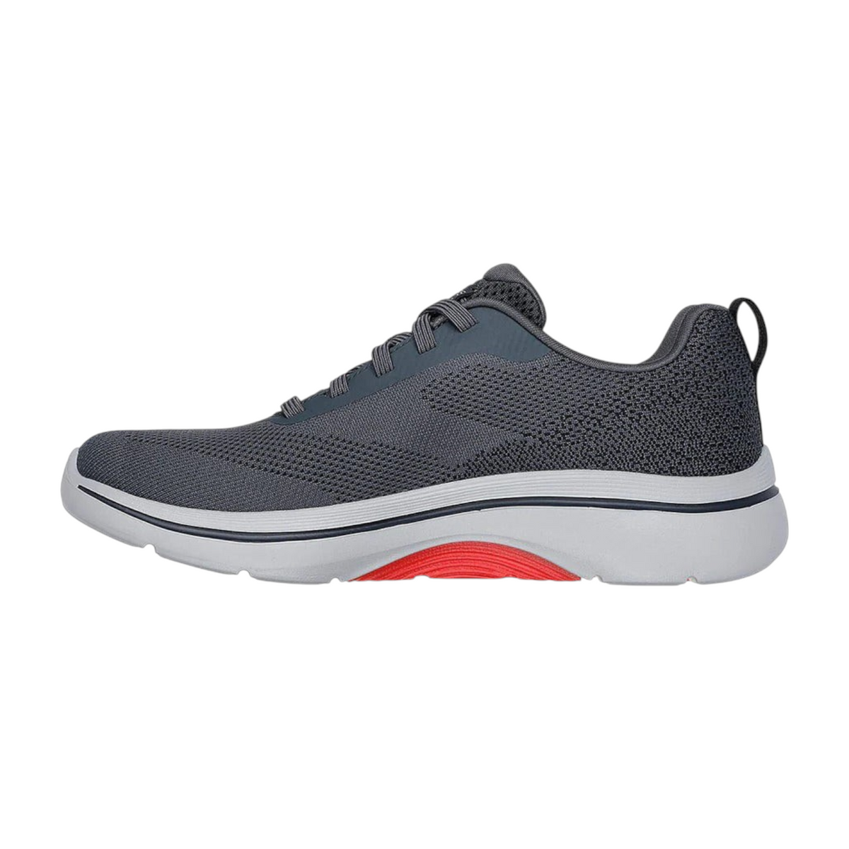 FRG GO WALK ARCH FIT 2.0 - TEMPORAL charcoal grey mesh walking sneaker with a white midsole and red arch support detail