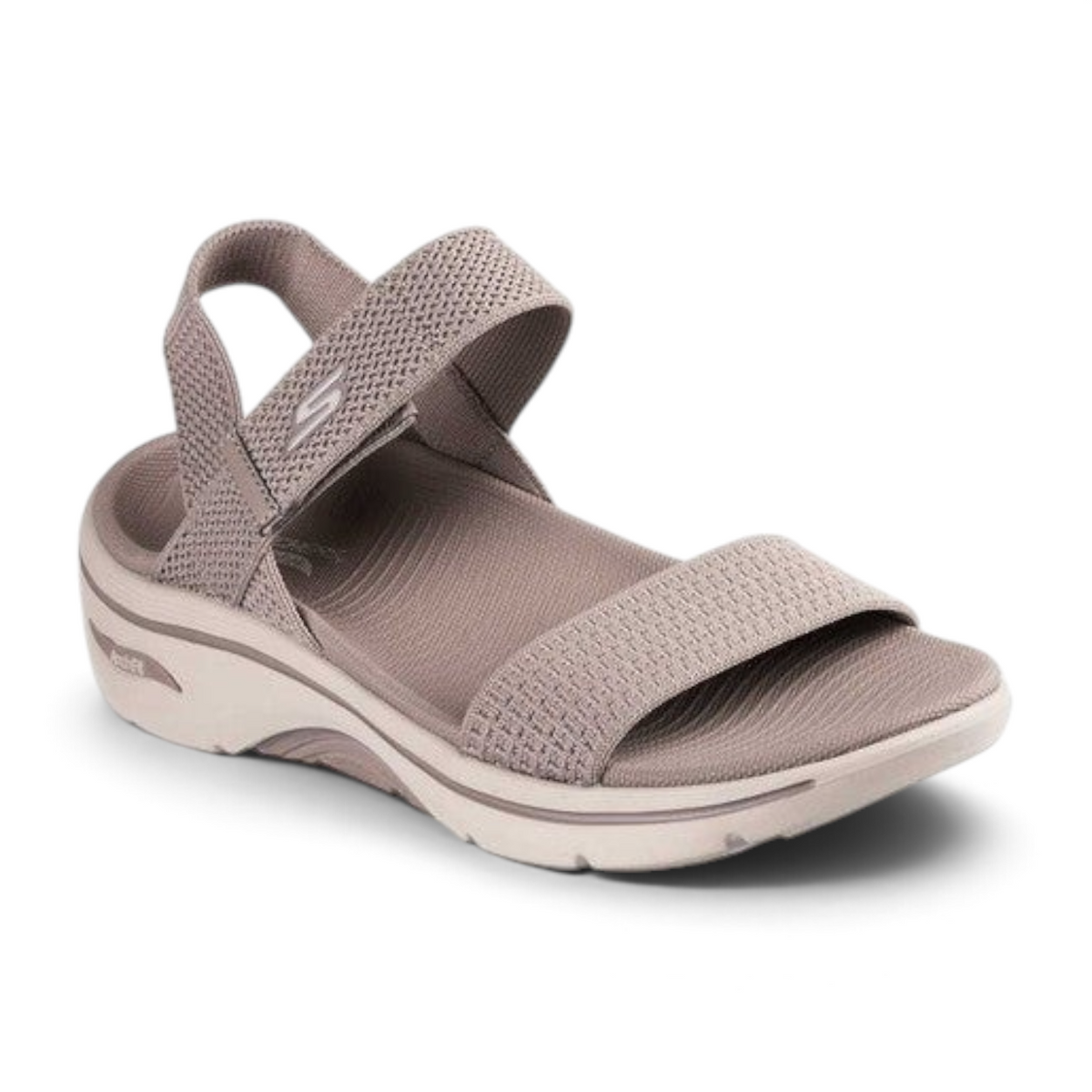 FRG Skechers GO WALK Arch Fit 2.0 Annie taupe textile sandals with cushioned memory foam insoles