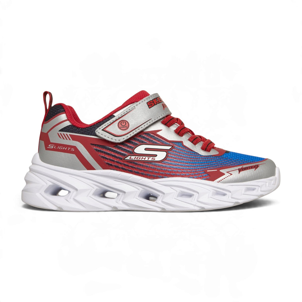 Skechers Boys' S-Lights Vortex 3.0 Light-Up Sneakers – Silver/Red – product view 1