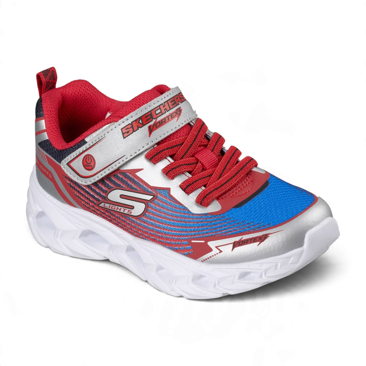 Skechers Boys' S-Lights Vortex 3.0 Light-Up Sneakers – Silver/Red – product view 2