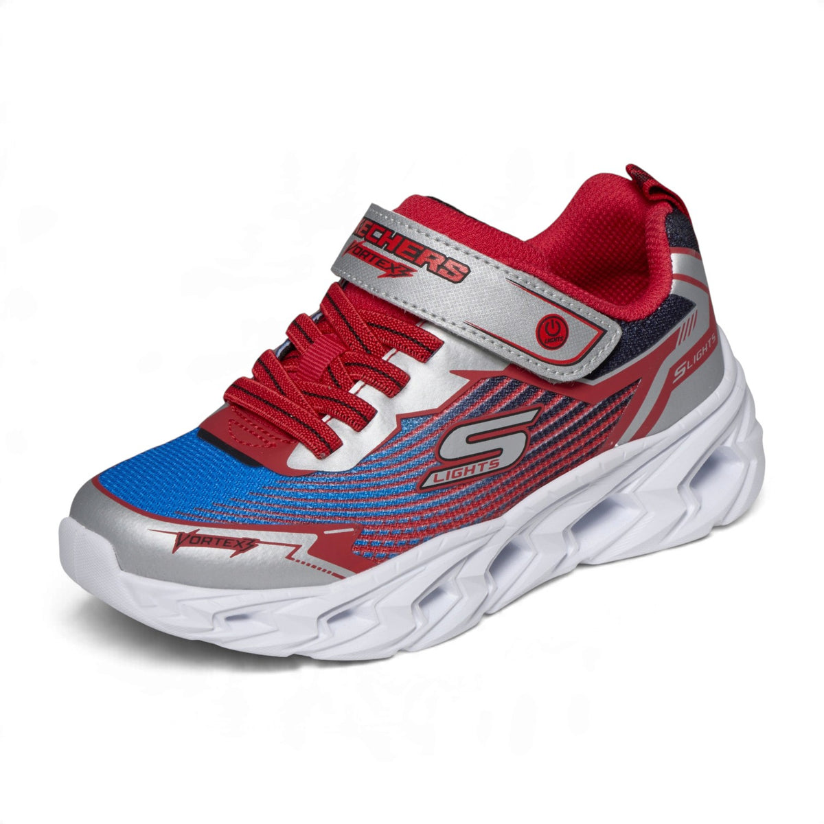Skechers Boys' S-Lights Vortex 3.0 Light-Up Sneakers – Silver/Red – product view 4