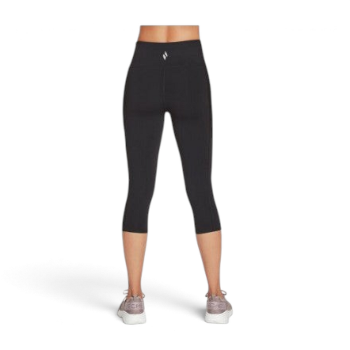 FRG Skechers women's black high-waisted knit capri leggings, back view showing athletic fit and supportive design.
