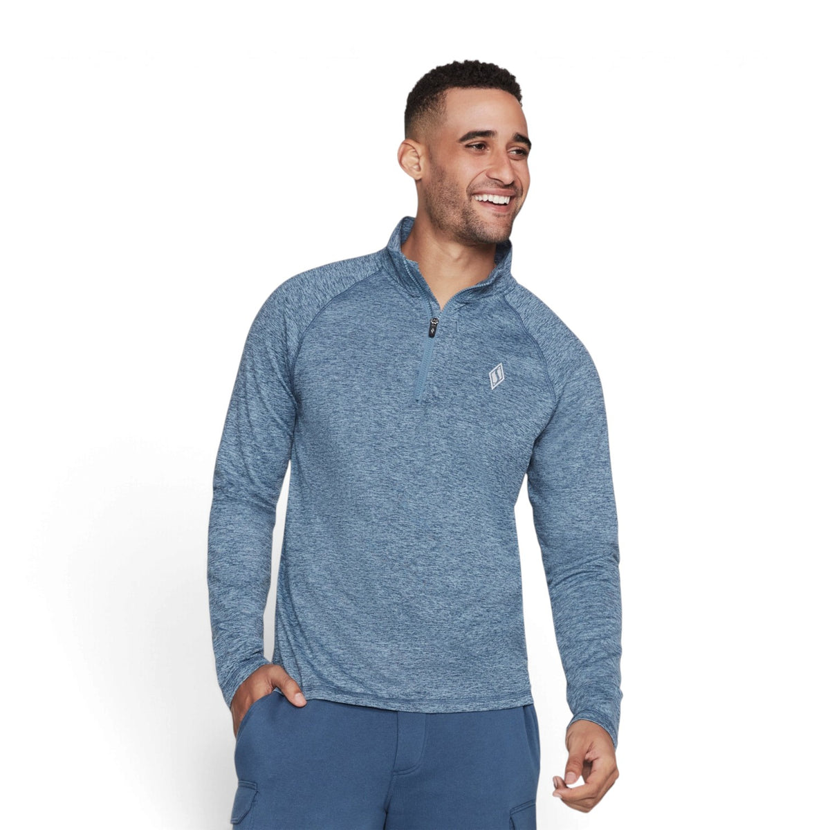 Skechers Men's Skech-Knits ULTRA GO Quarter-Zip Top – Light Blue/White – product view 1