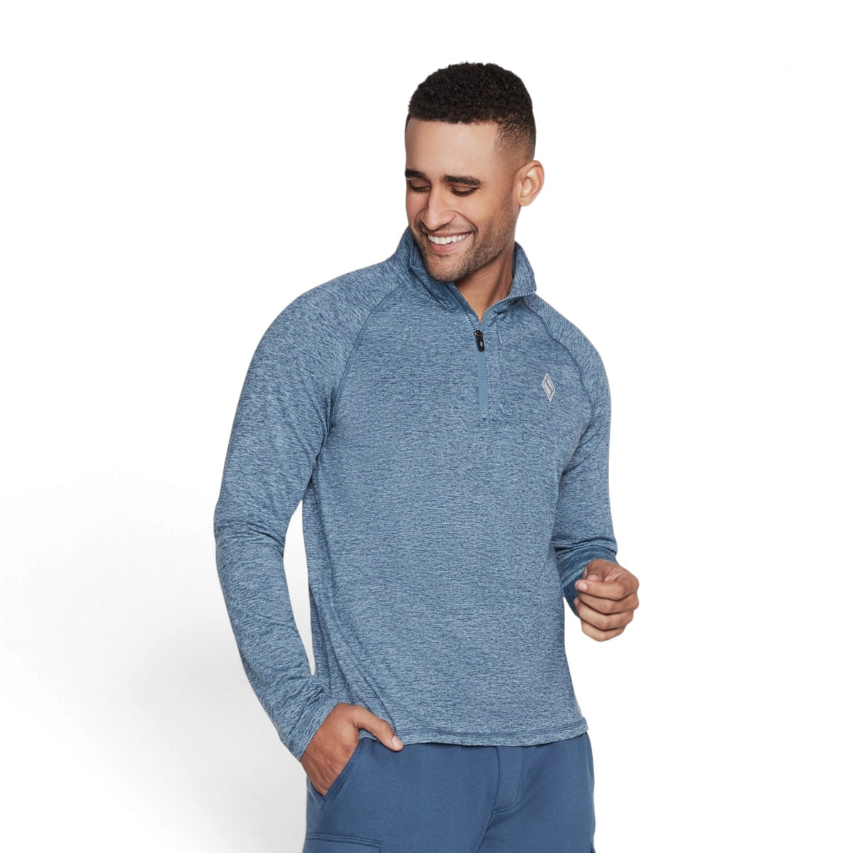 Skechers Men's Skech-Knits ULTRA GO Quarter-Zip Top – Light Blue/White – product view 3