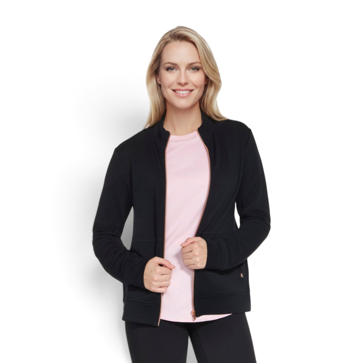 Skechers Women's GO WALK Everywhere Jacket – Black – open front view