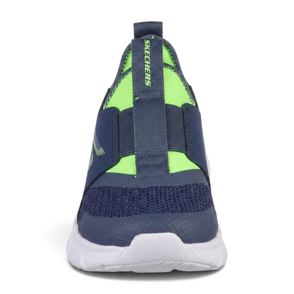 FRG Skechers FASTER - RECZO slip-on sneaker in navy blue and neon green with a white athletic sole