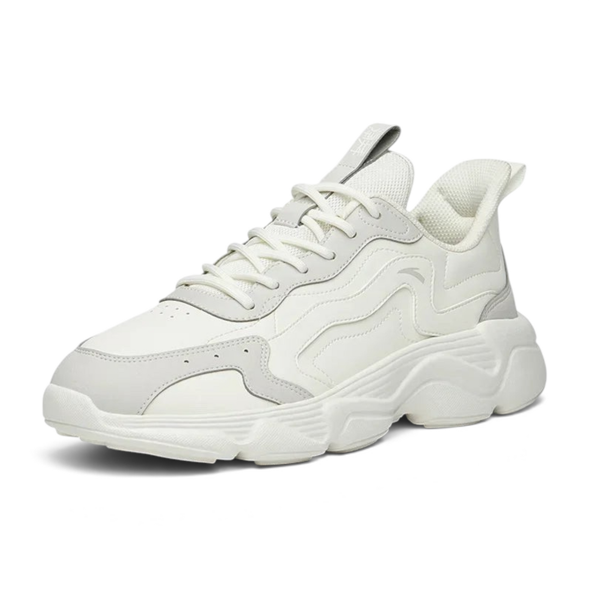 FRG men's casual lifestyle sneakers in white with wavy panel detailing and a chunky sole